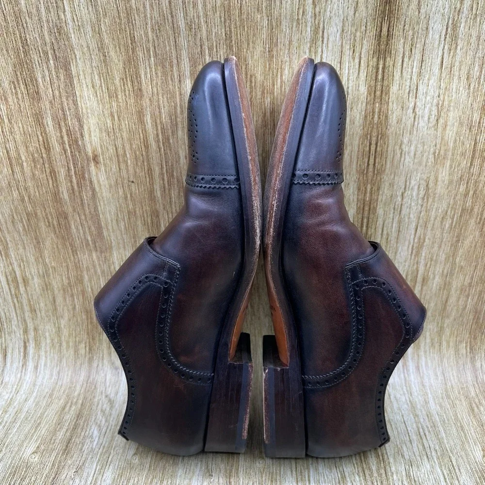 Magnanni Double Monk Strap Men's Size 9 Dark Brown Brogue Cap Toe Leather Spain